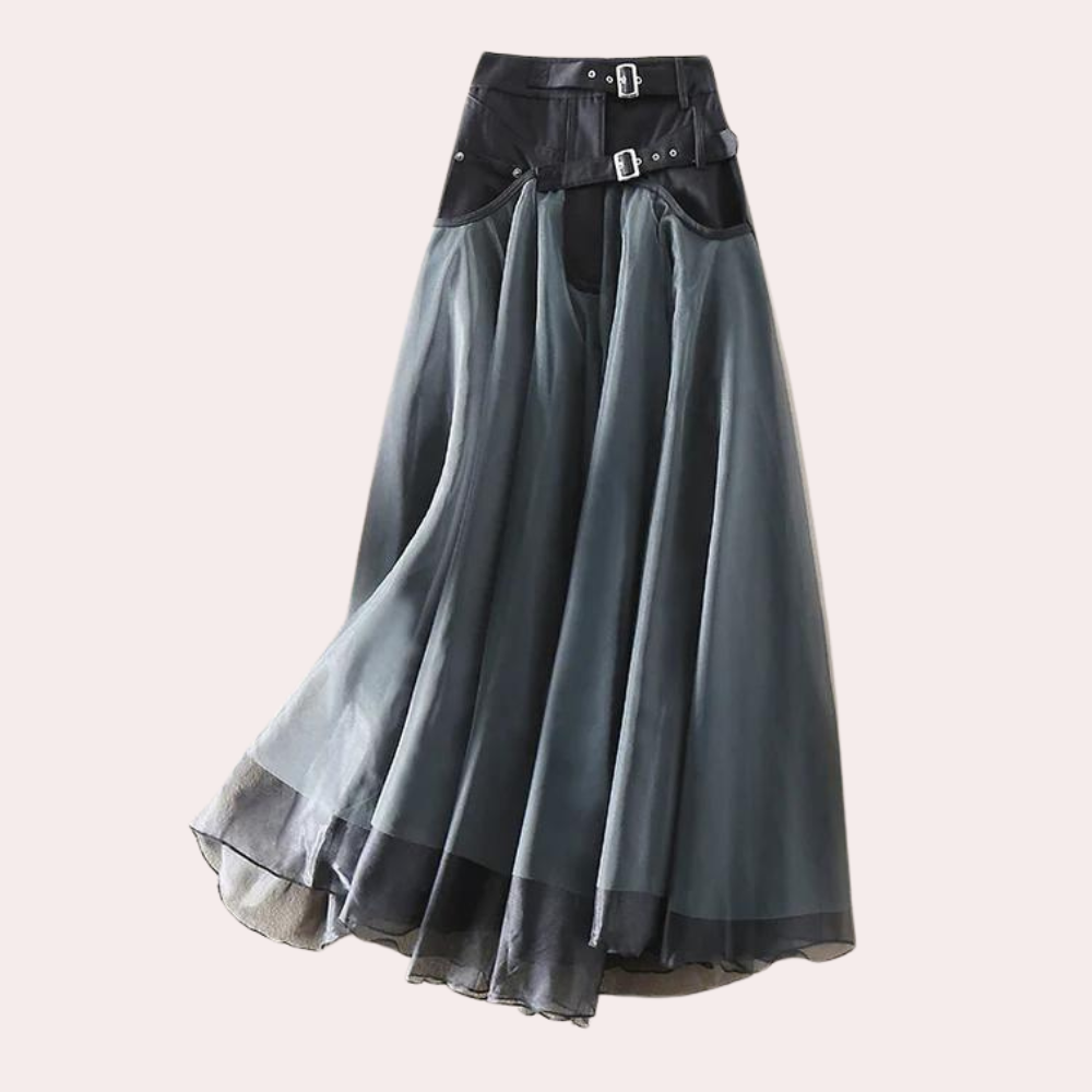 Falda maxi para mujer de talle alto con detalle de hebilla