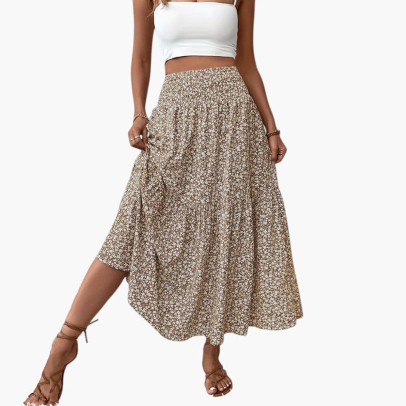 Falda para mujer con cintura elástica y estampado floral