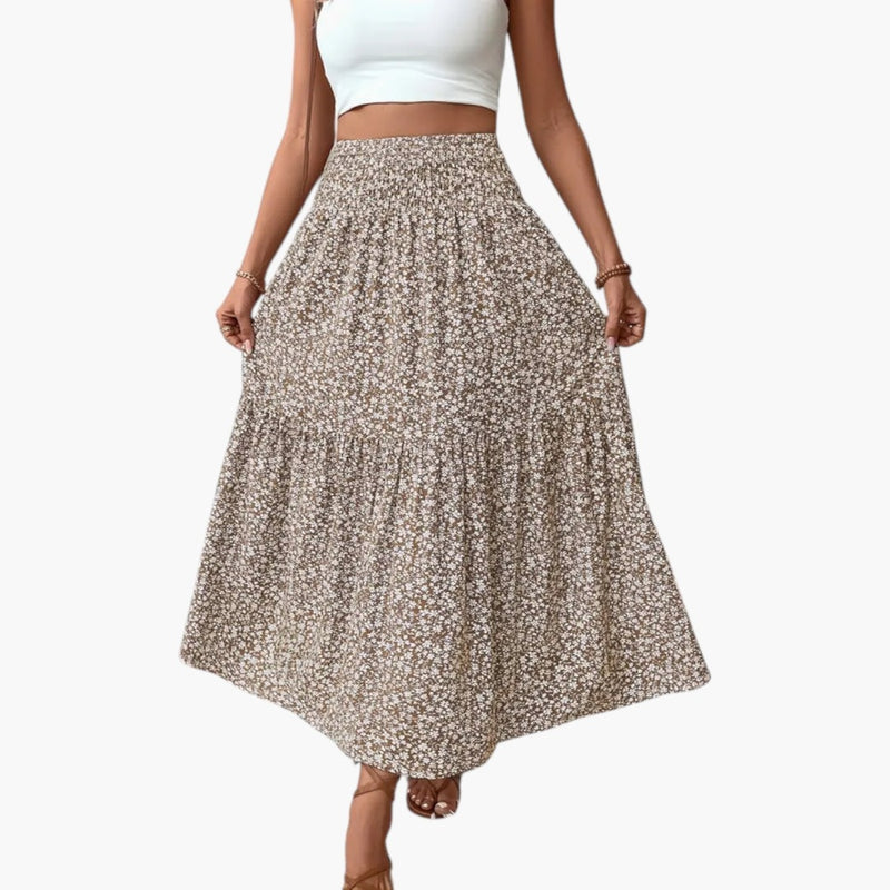 Falda para mujer con cintura elástica y estampado floral