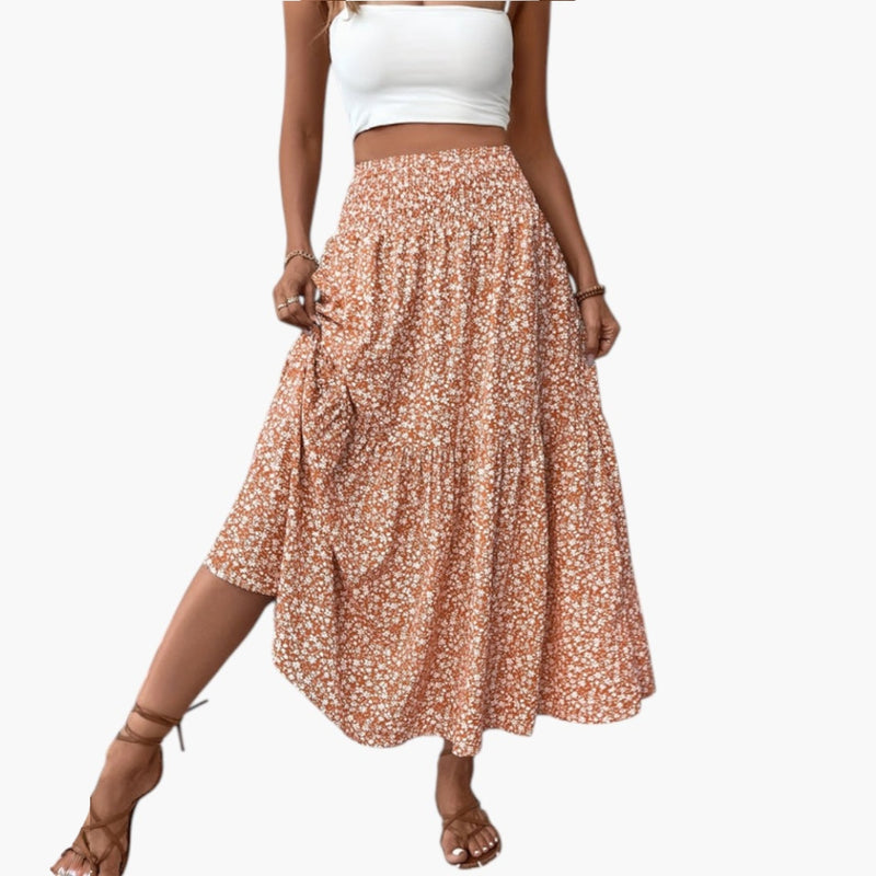 Falda para mujer con cintura elástica y estampado floral