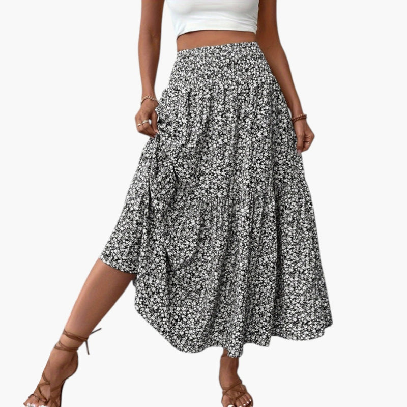 Falda para mujer con cintura elástica y estampado floral