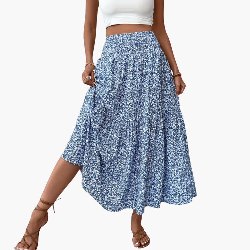Falda para mujer con cintura elástica y estampado floral