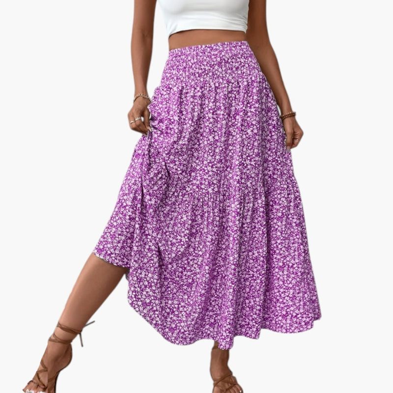 Falda para mujer con cintura elástica y estampado floral