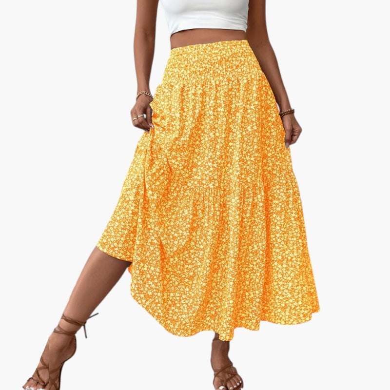 Falda para mujer con cintura elástica y estampado floral