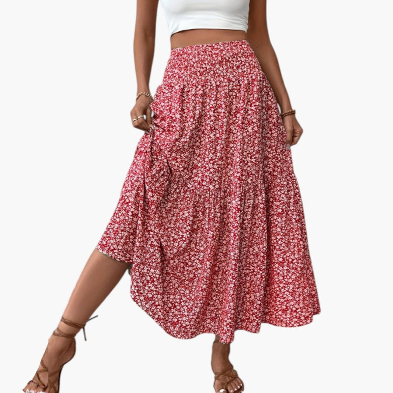 Falda para mujer con cintura elástica y estampado floral
