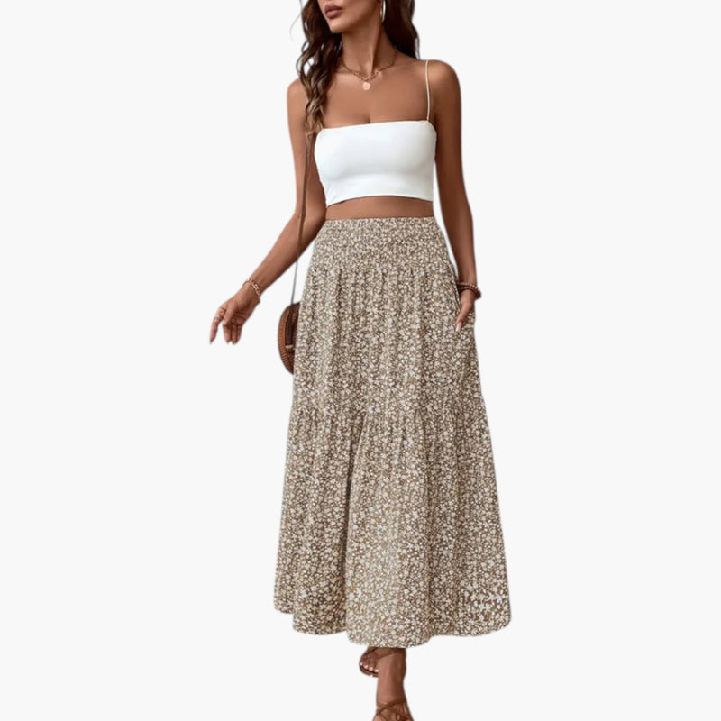 Falda para mujer con cintura elástica y estampado floral