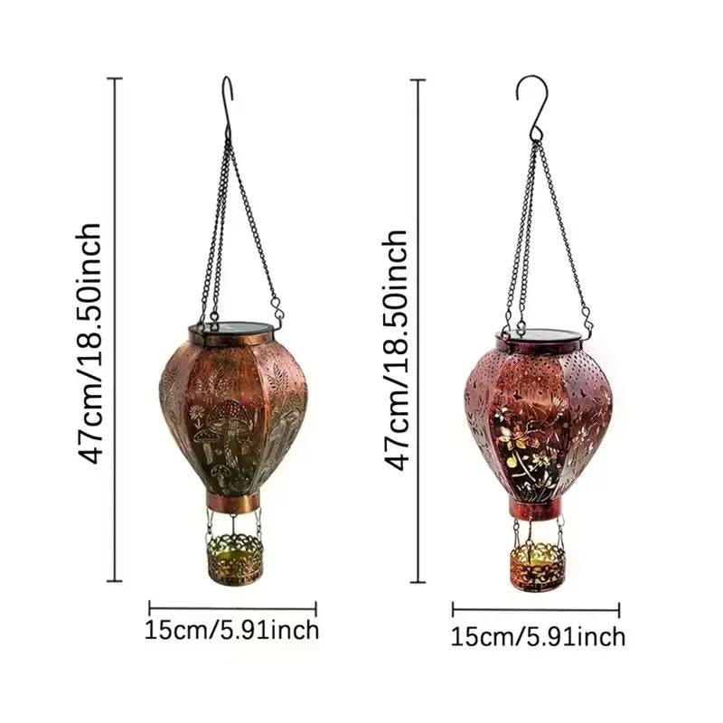 Farol solar en forma de globo aerostático con estampados