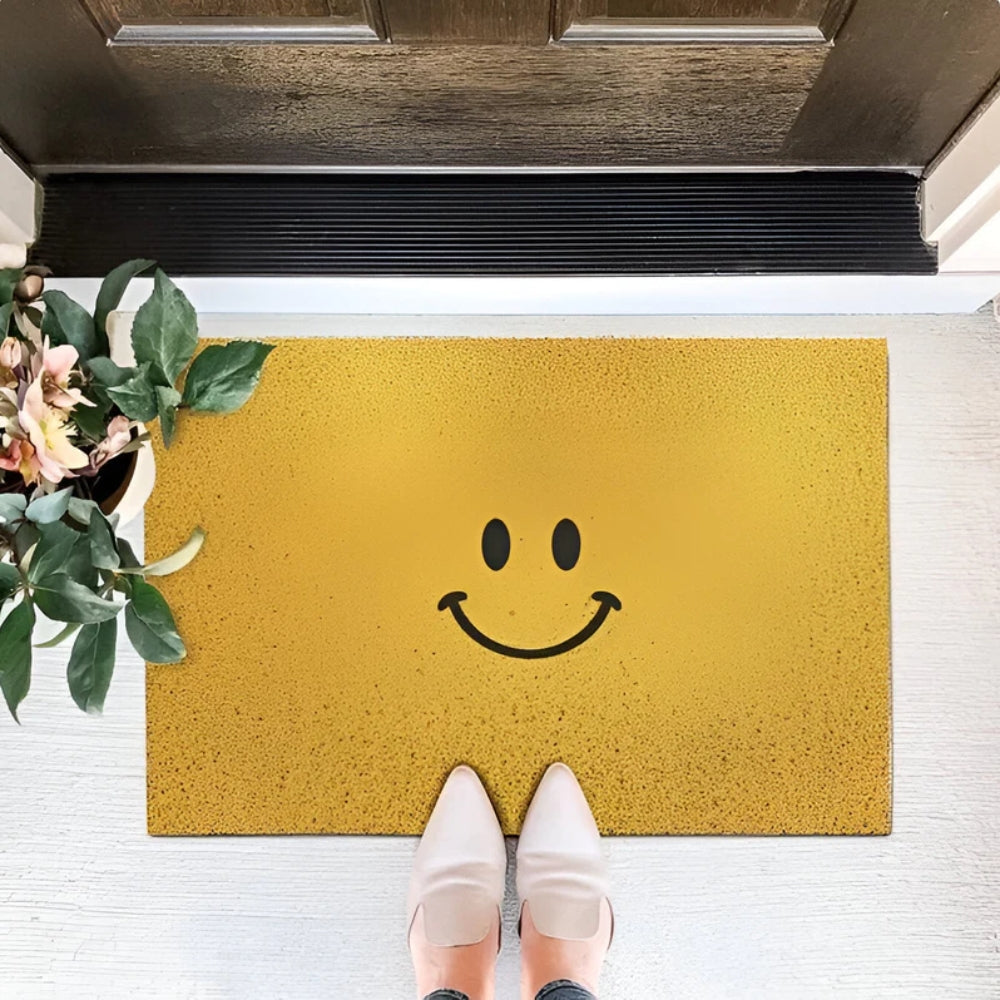 Felpudo con carita sonriente – Felpudo antideslizante para entrada – Alfombrilla divertida para interior y exterior