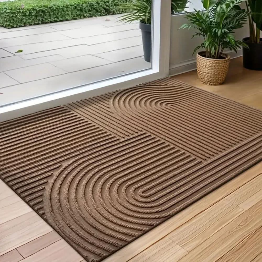 Felpudo de entrada con diseño ondulado, lavable y absorbente