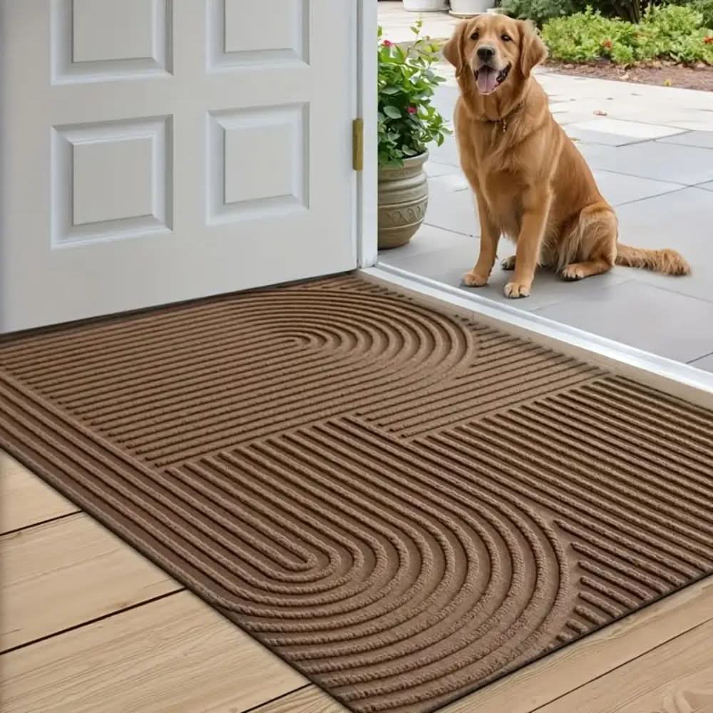 Felpudo de entrada con diseño ondulado, lavable y absorbente