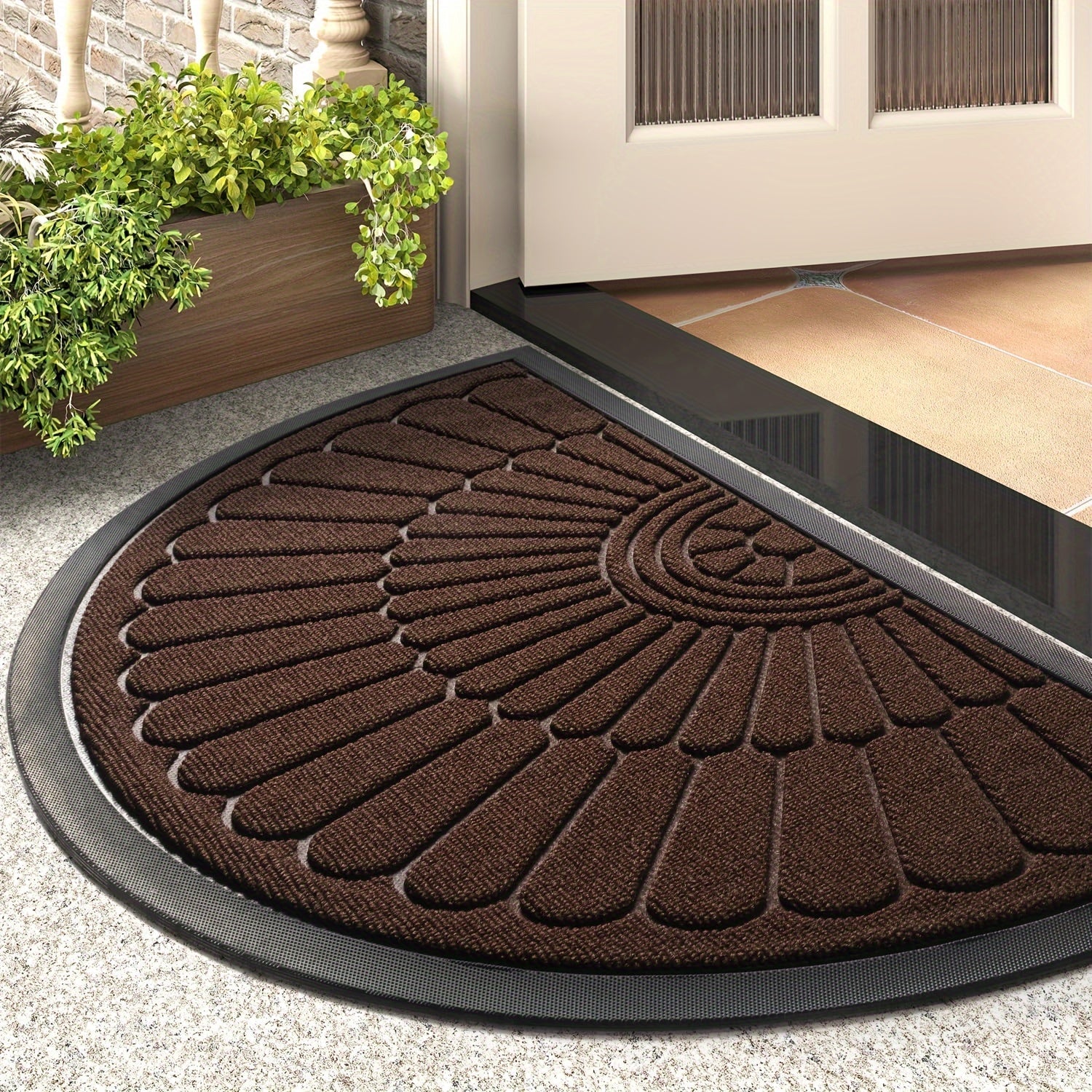 Felpudo de Entrada Resistente de Goma - Diseño Semicircular para Interior y Exterior