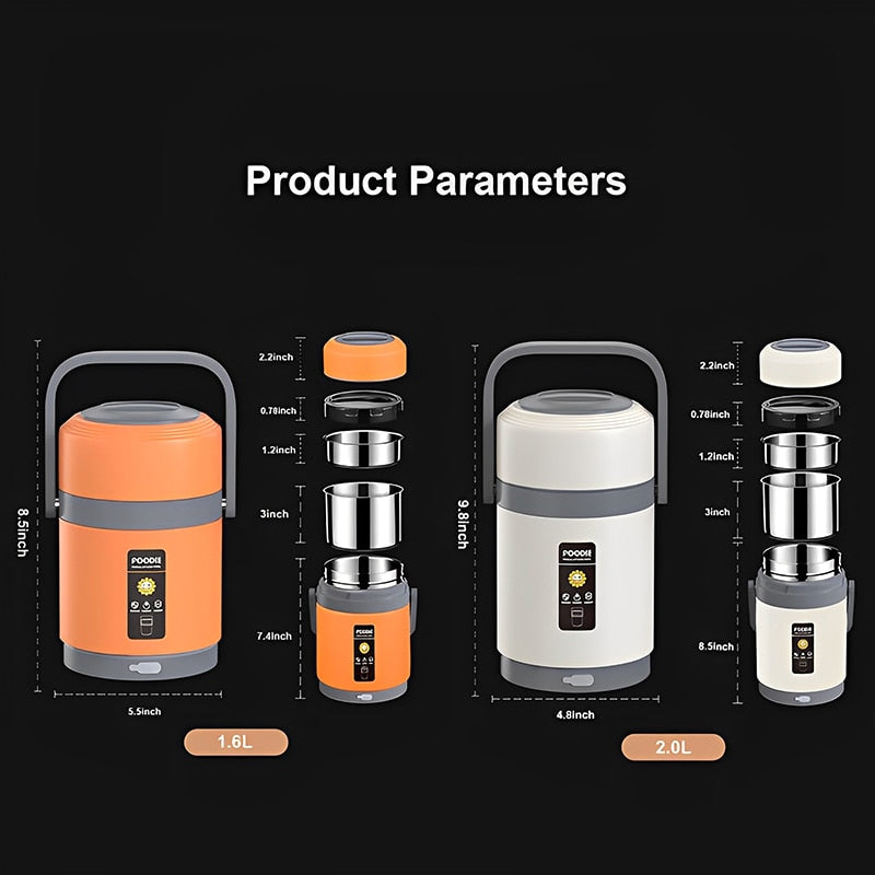 Fiambrera eléctrica USB | Calentador de comida portátil de acero inoxidable 304