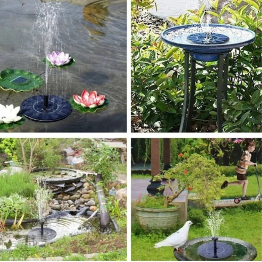 Fuente solar de jardín con pulverizador de agua