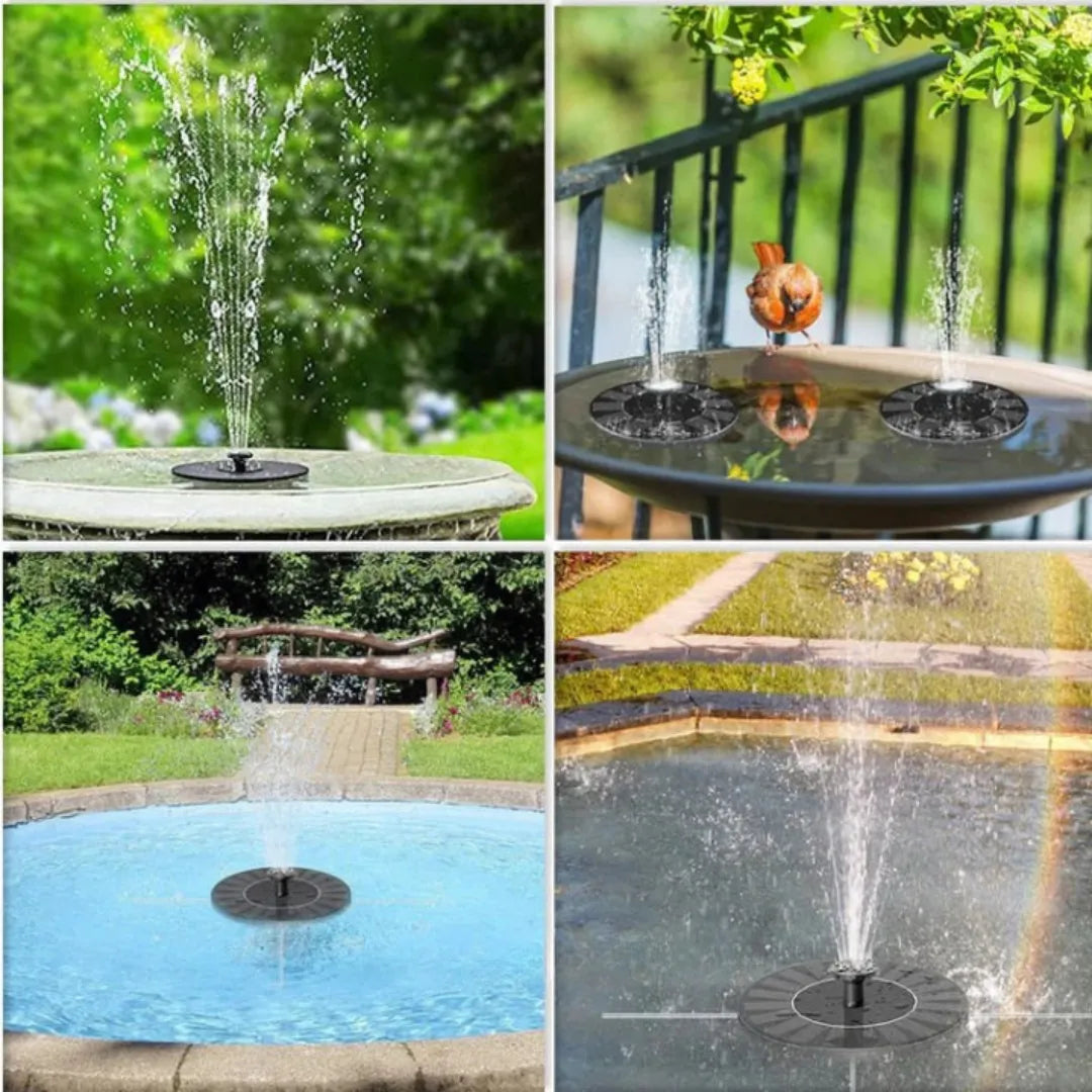 Fuente solar de jardín con pulverizador de agua