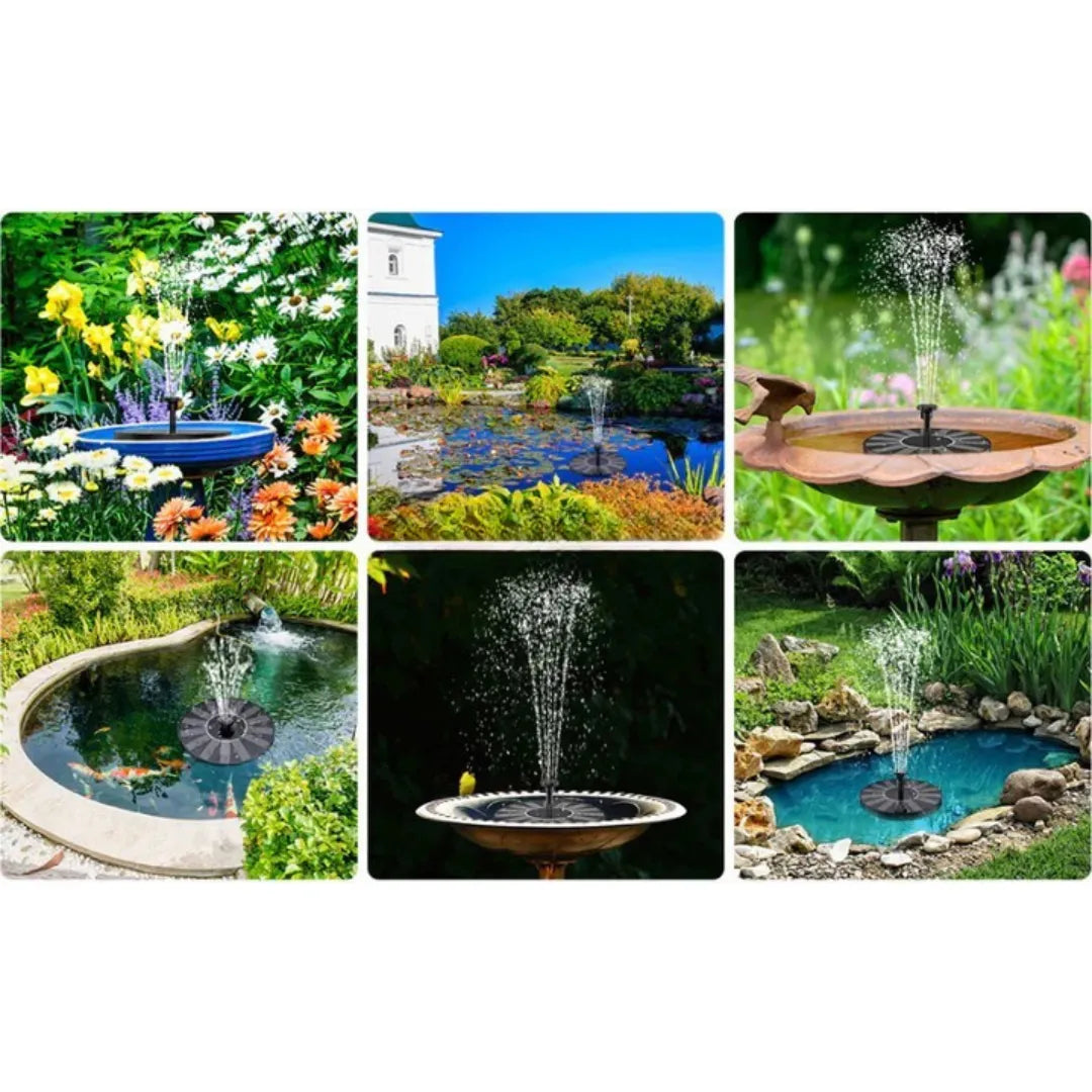 Fuente solar de jardín con pulverizador de agua