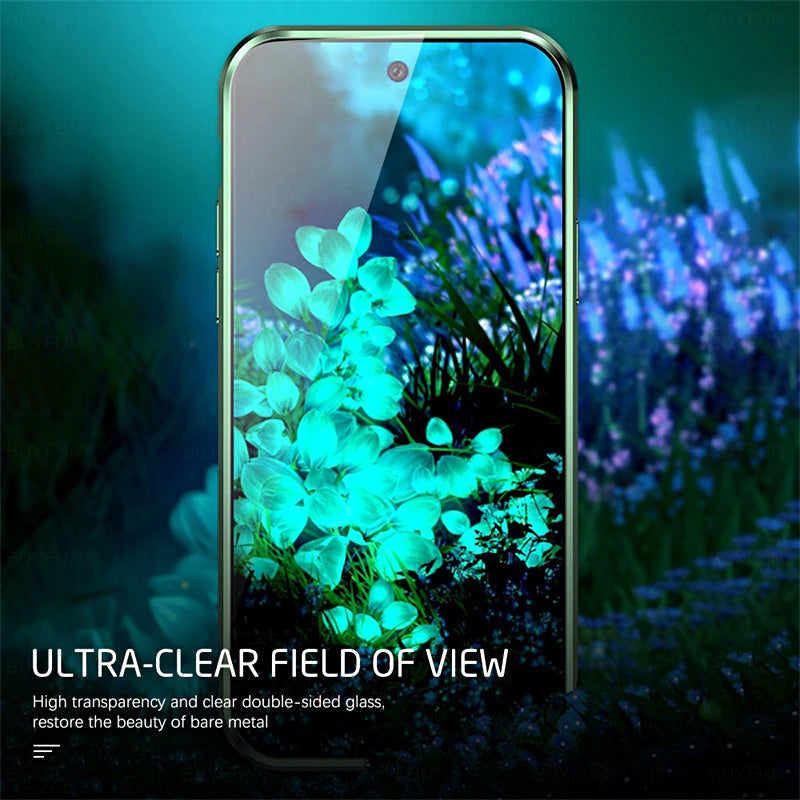Funda magnética de doble cara de cristal templado para teléfono