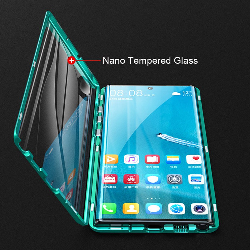 Funda magnética de doble cara de cristal templado para teléfono