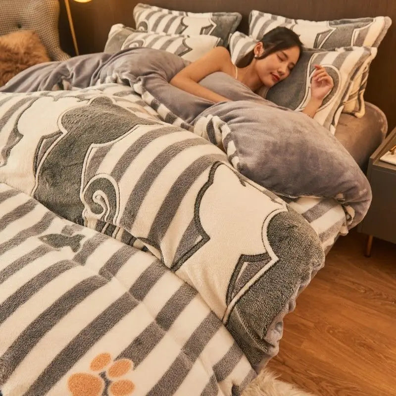 Funda nórdica de franela cálida para invierno