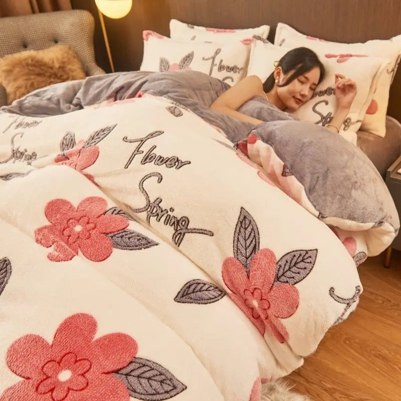 Funda nórdica de franela cálida para invierno