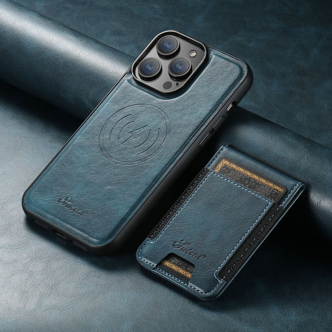 Funda para móvil de piel sintética con tarjetero y compatibilidad