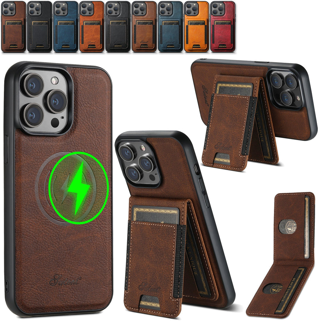 Funda para móvil de piel sintética con tarjetero y compatibilidad