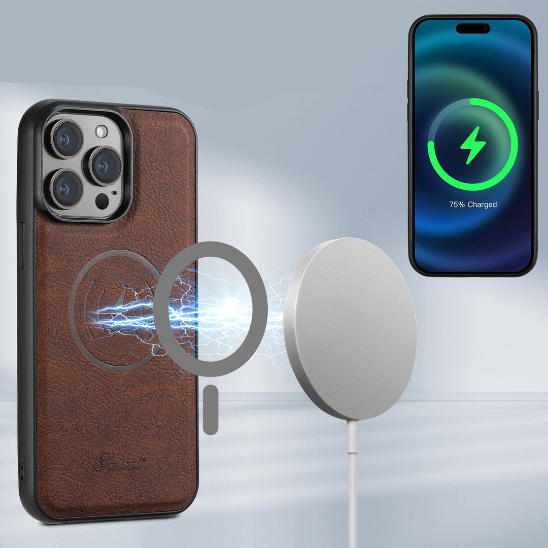 Funda para móvil de piel sintética con tarjetero y compatibilidad