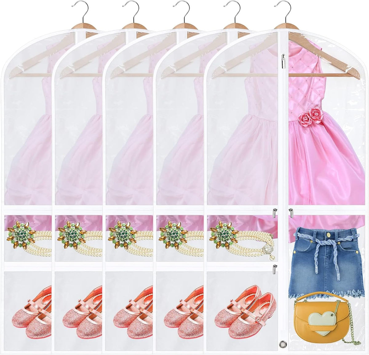 Fundas Plegables para Ropa de Danza Unisex con Bolsillos con Cremallera - Set de 5 Unidades