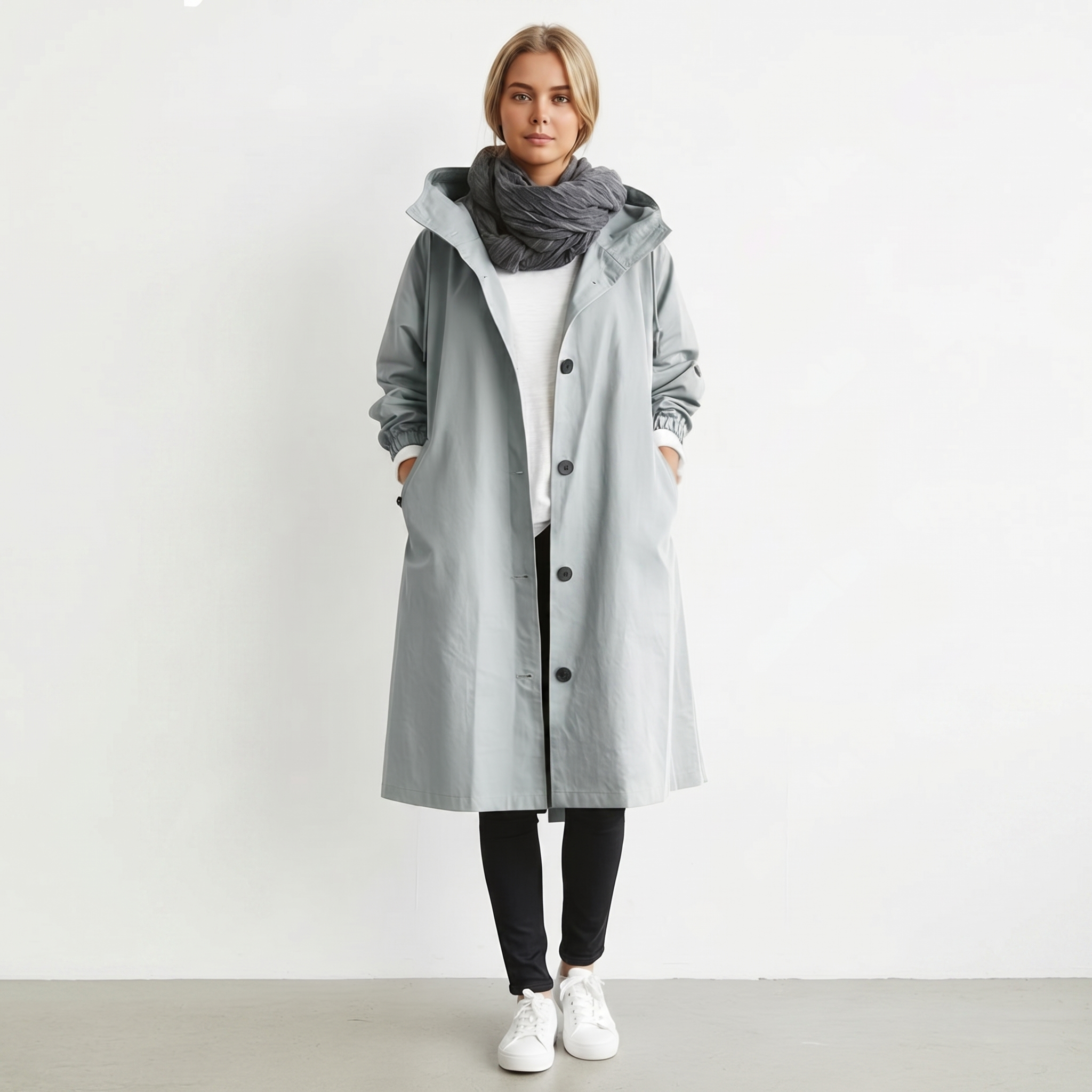 Gabardina impermeable de algodón para mujer con capucha - Chaqueta elegante de invierno