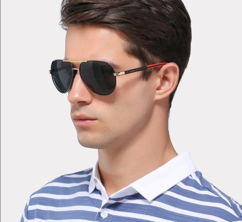 Gafas de sol de aluminio estilo vintage para hombre con lentes polarizadas