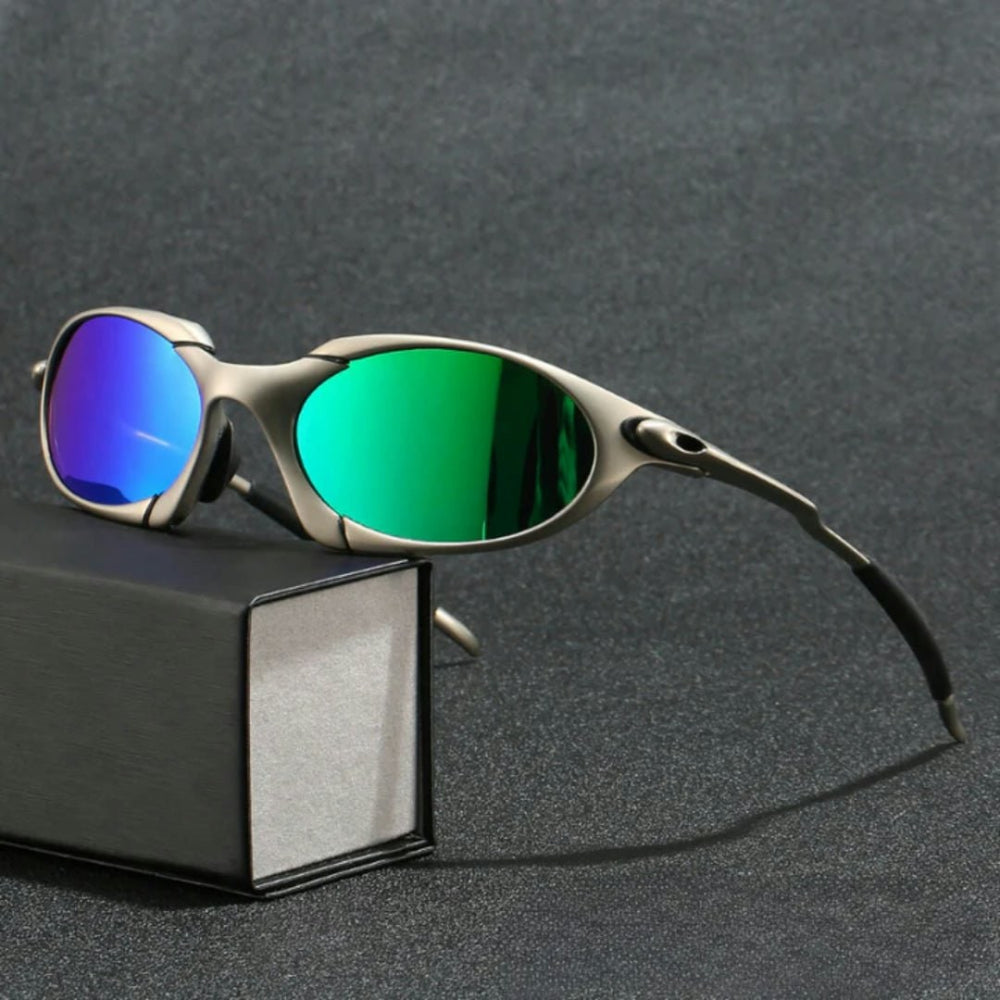 Gafas de sol deportivas polarizadas para hombre con protección UV y montura metálica ligera