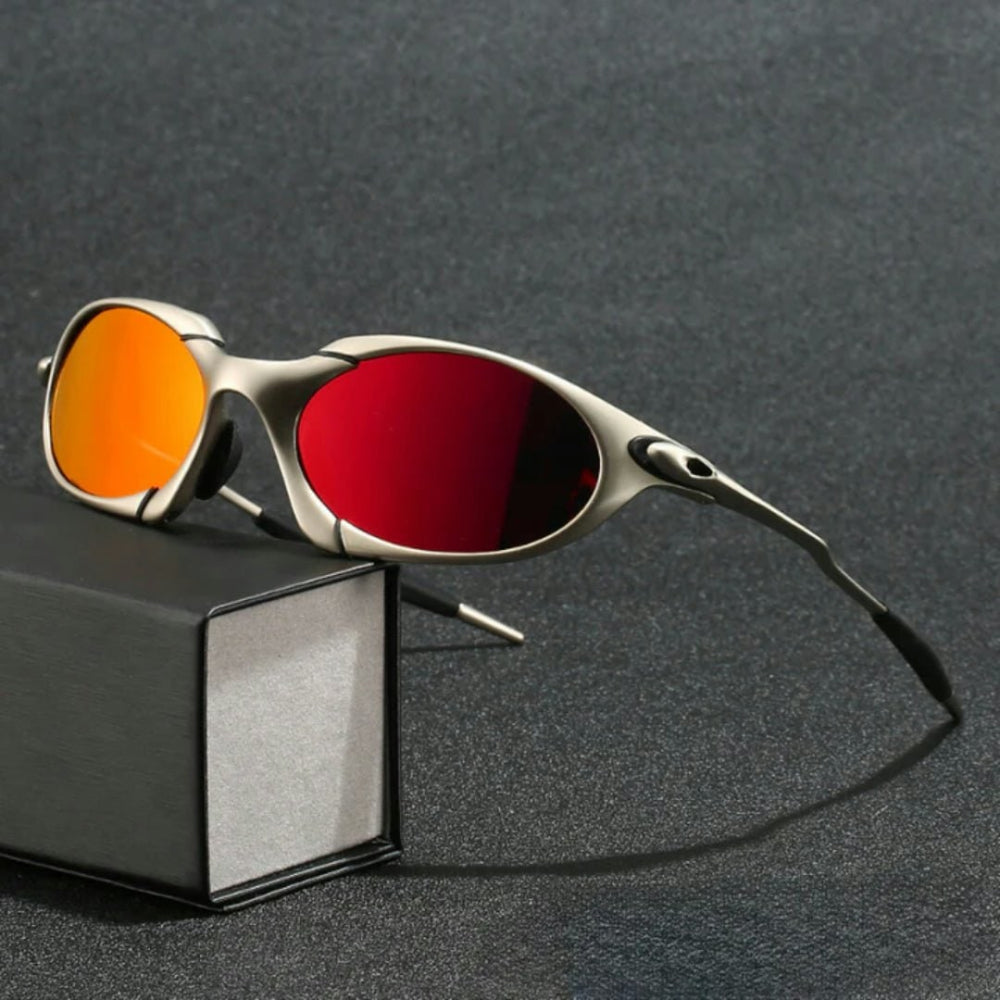 Gafas de sol deportivas polarizadas para hombre con protección UV y montura metálica ligera
