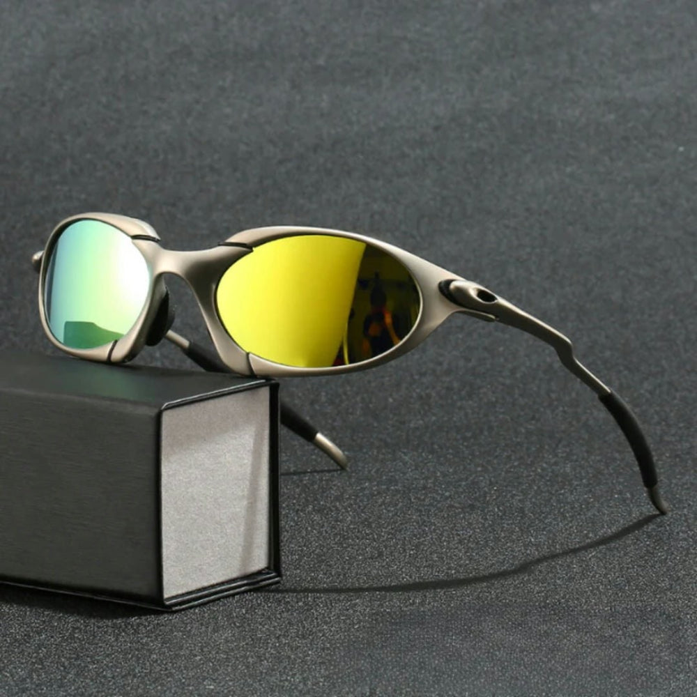Gafas de sol deportivas polarizadas para hombre con protección UV y montura metálica ligera