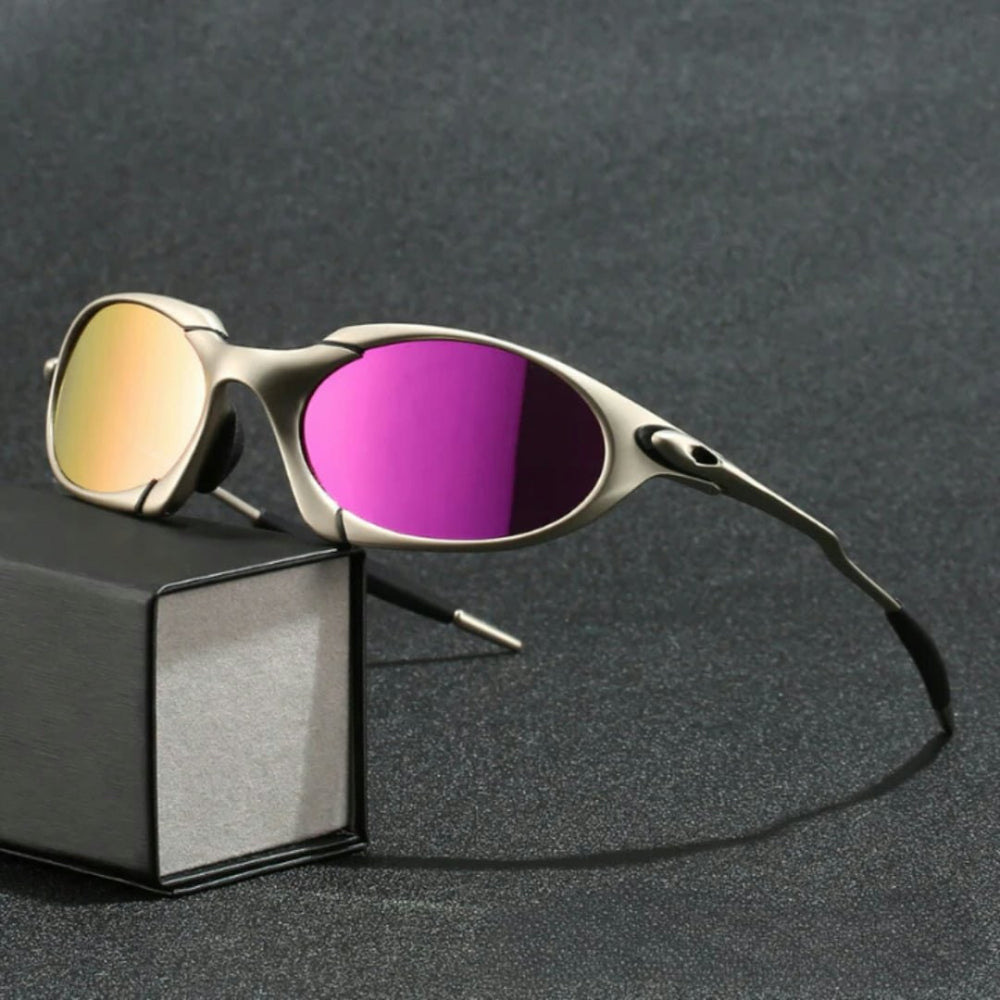 Gafas de sol deportivas polarizadas para hombre con protección UV y montura metálica ligera
