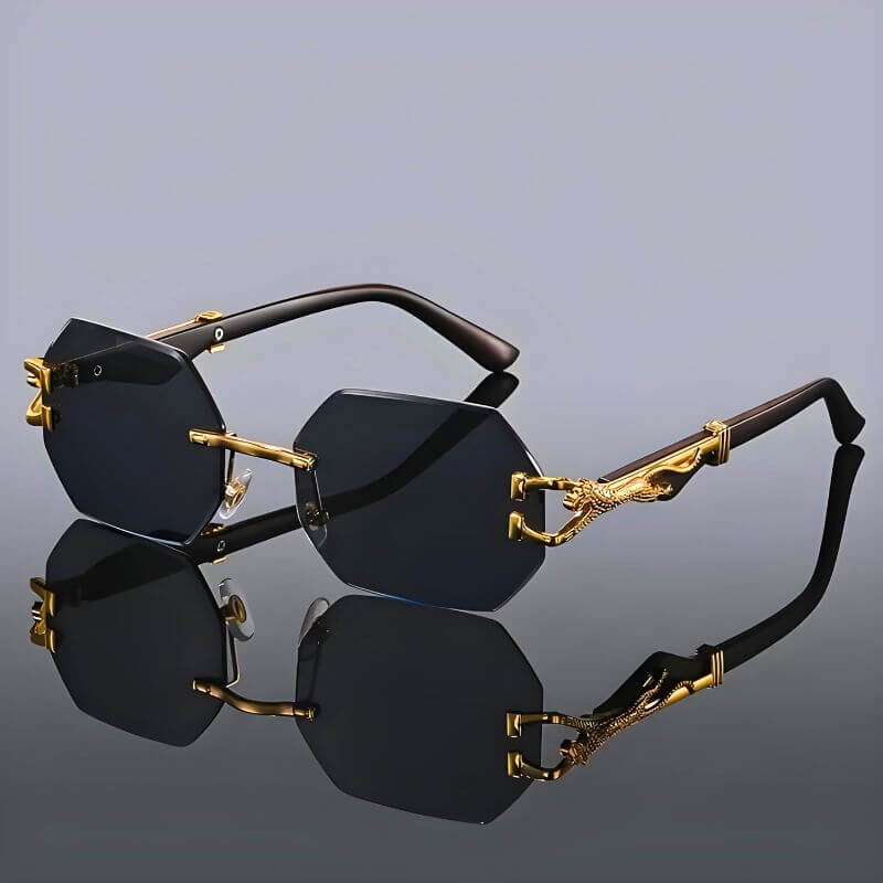 Gafas de sol hexagonales con detalles dorados - Protección UV