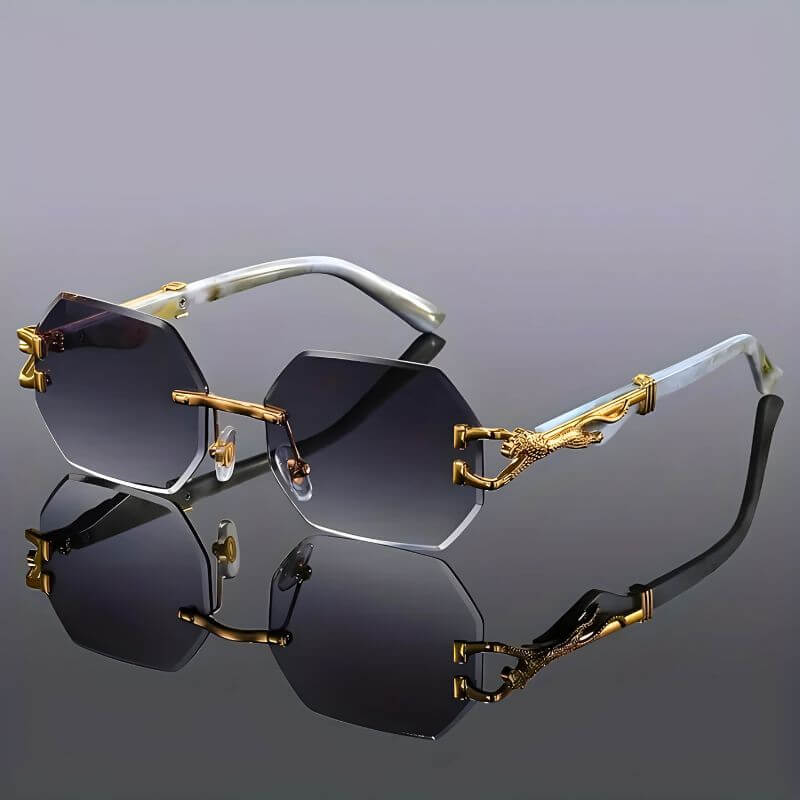 Gafas de sol hexagonales con detalles dorados - Protección UV