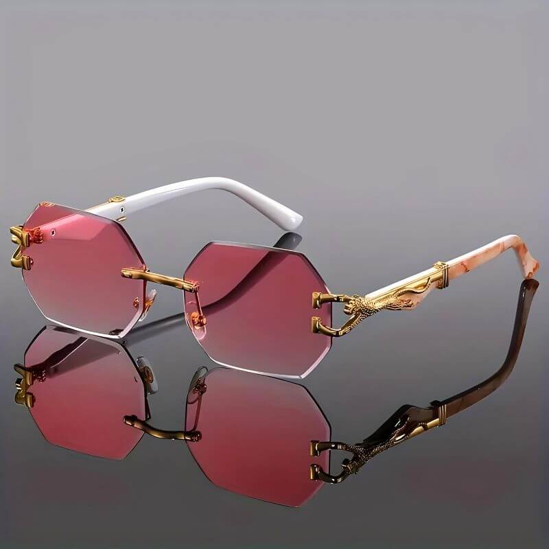 Gafas de sol hexagonales con detalles dorados - Protección UV