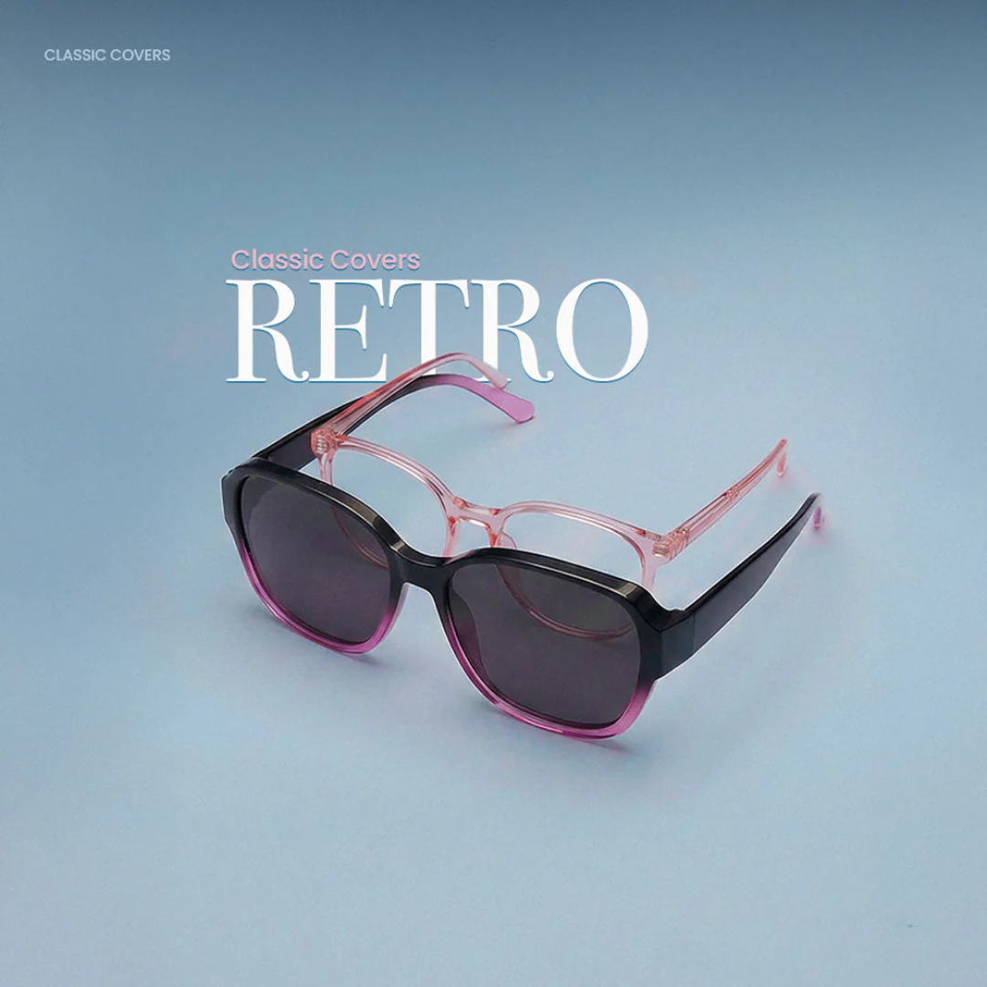 Gafas de sol retro superpuestas