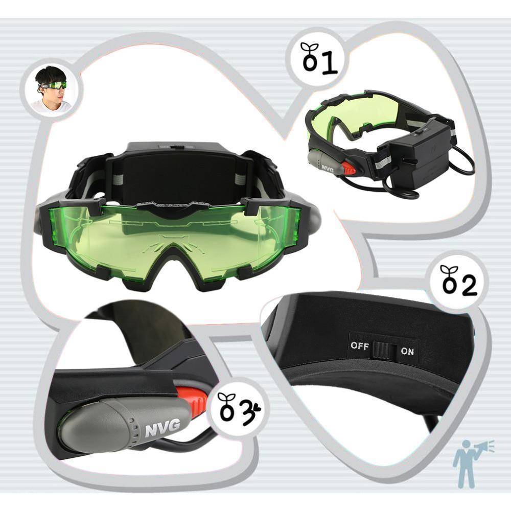 Gafas de visión nocturna ajustables con luces desplegables