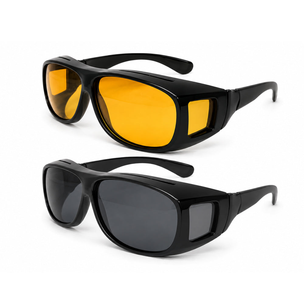 Gafas HD Vision - Set de 2 Piezas Polarizadas para Día y Noche (Ideales para Conducción, Deporte, Conducción Nocturna y Gafas de Sol Protección UV)