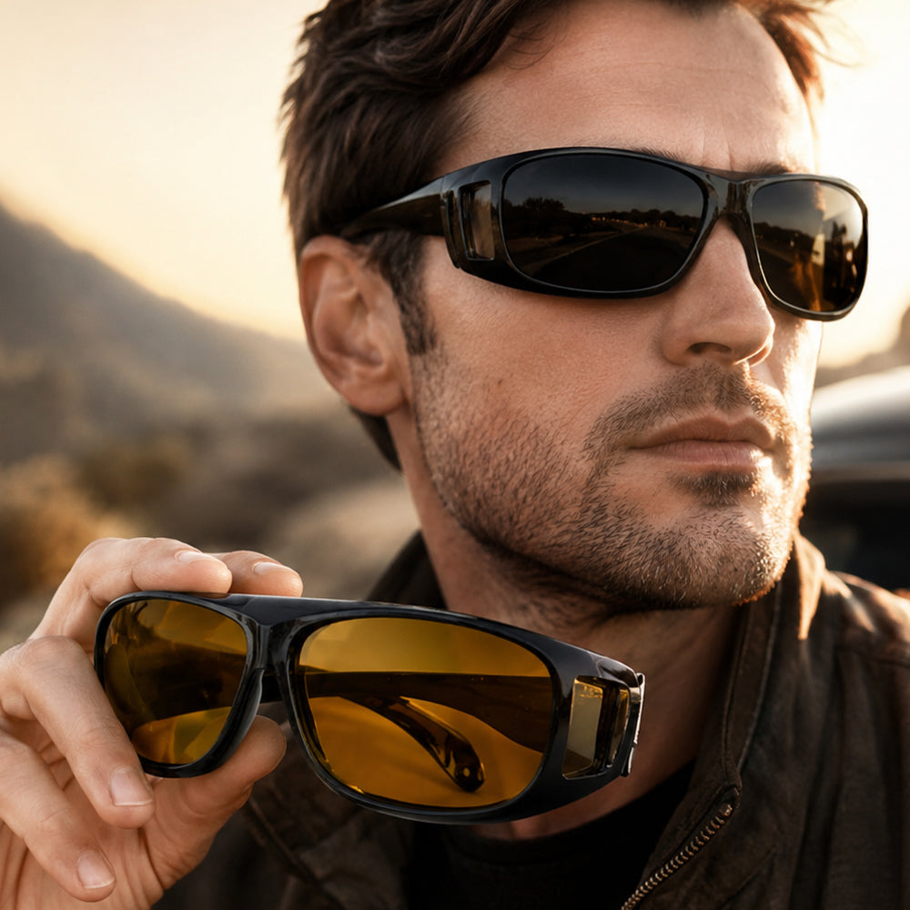 Gafas HD Vision - Set de 2 Piezas Polarizadas para Día y Noche (Ideales para Conducción, Deporte, Conducción Nocturna y Gafas de Sol Protección UV)