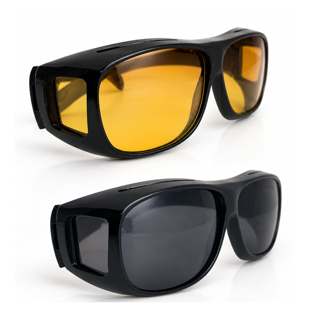 Gafas HD Vision - Set de 2 Piezas Polarizadas para Día y Noche (Ideales para Conducción, Deporte, Conducción Nocturna y Gafas de Sol Protección UV)