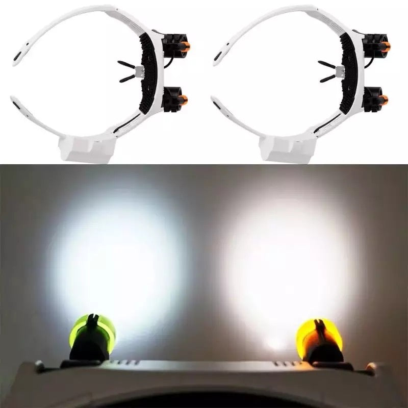 Gafas lupa de joyero tipo diadema con luz LED y 8 lentes