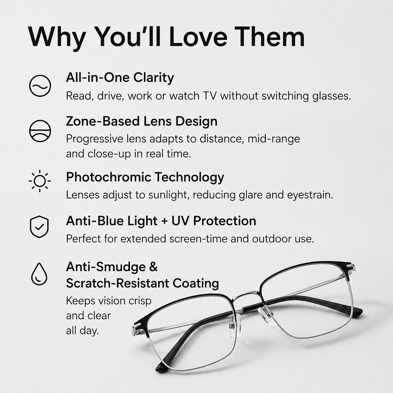 Gafas multifocales progresivas inteligentes alemanas