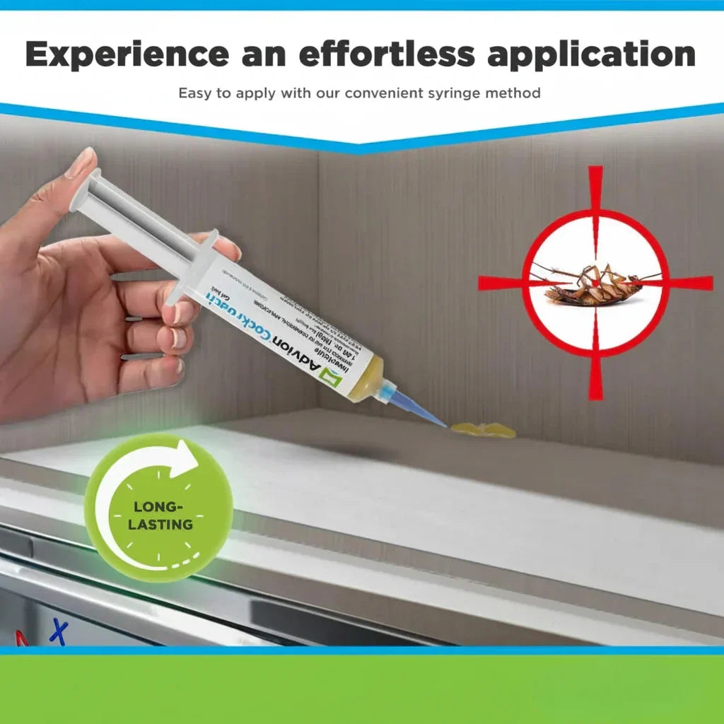 Gel Matacucarachas en Jeringa para Interiores, Exterminación Eficaz de Plagas