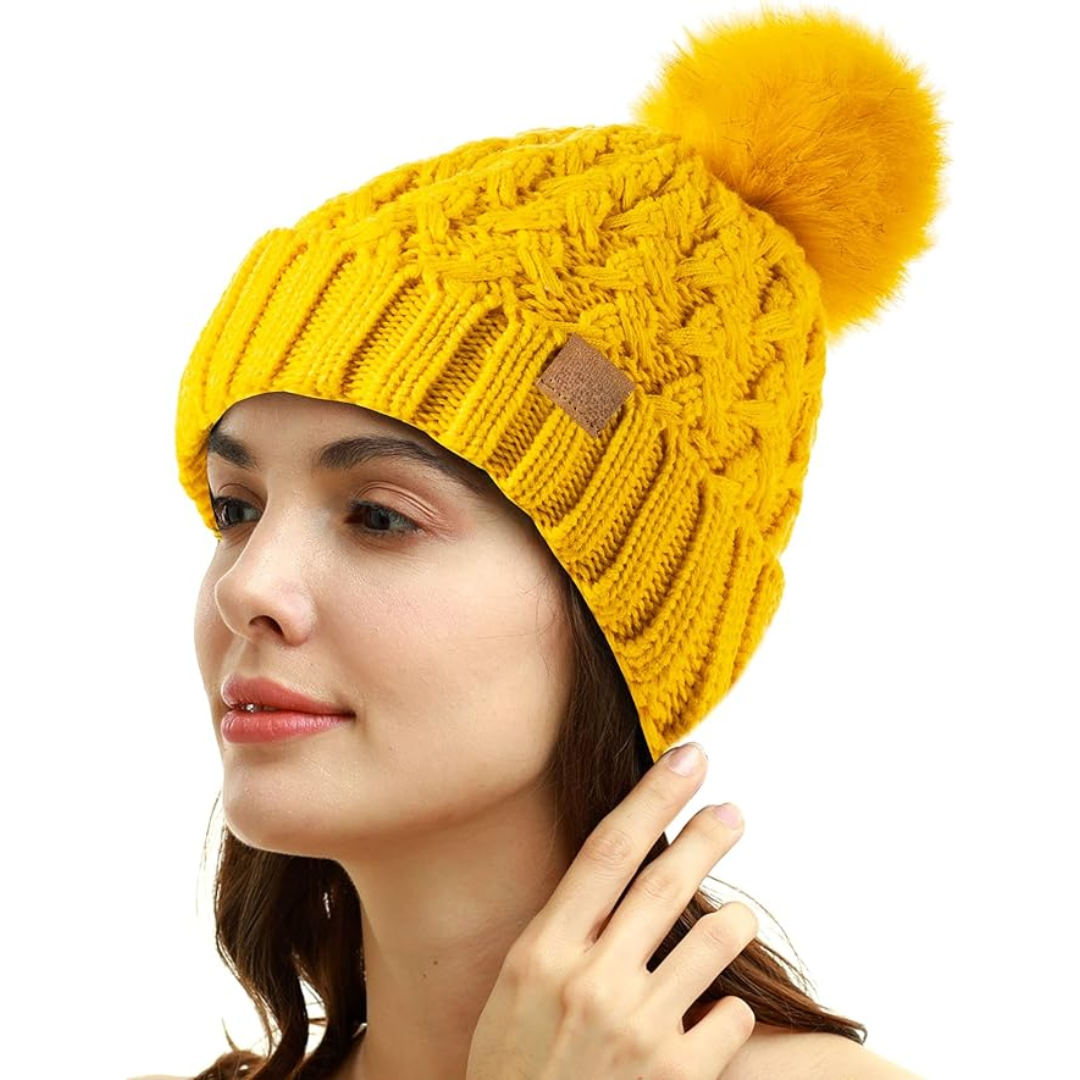 Gorro de invierno cómodo con pompón