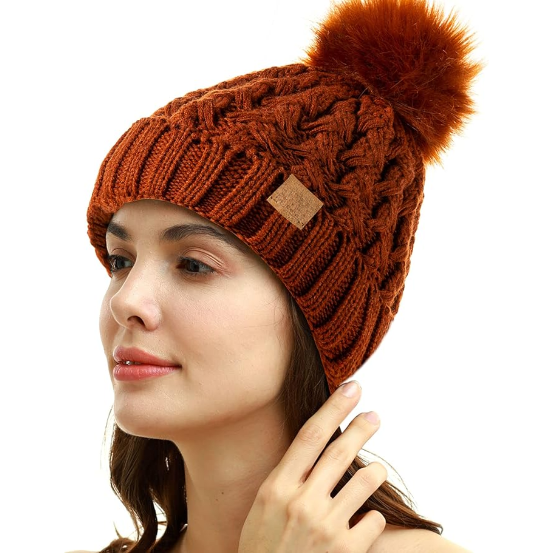Gorro de invierno cómodo con pompón