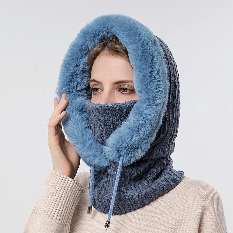 Gorro de punto con pelo y cubrecaras para mujer