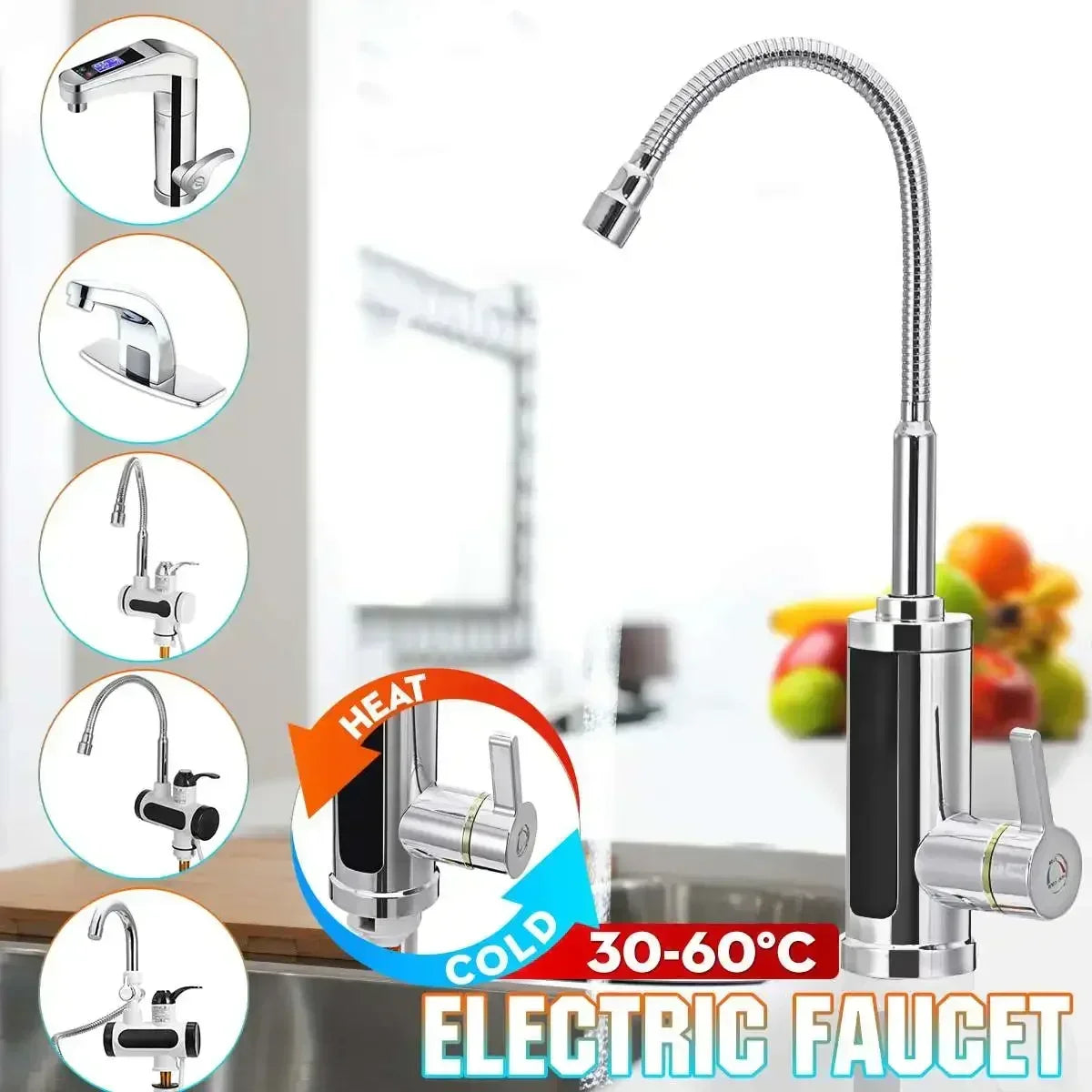 Grifo eléctrico de cocina de 3000 W con agua caliente instantánea