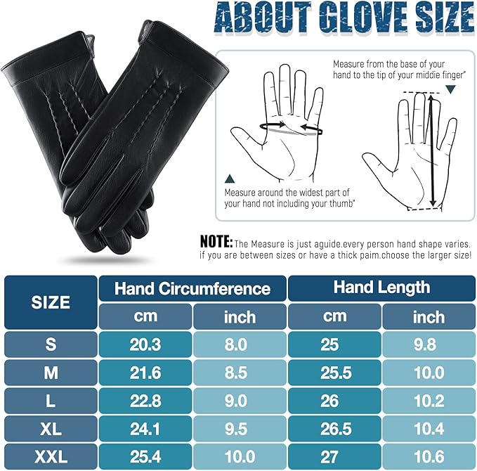 Guantes de cuero de invierno táctiles