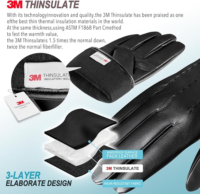 Guantes de cuero de invierno táctiles